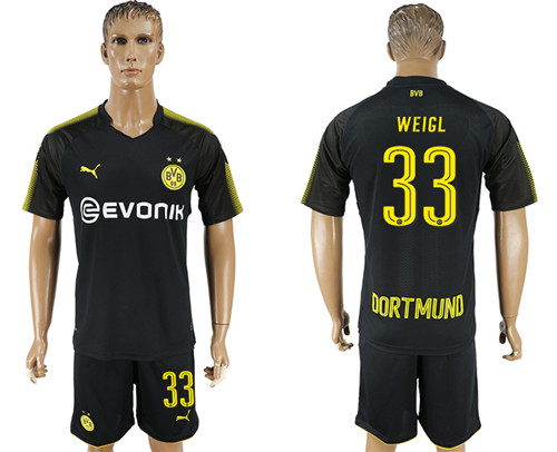 2017 18 Dortmund 33 WEIGL Away Soccer Jersey