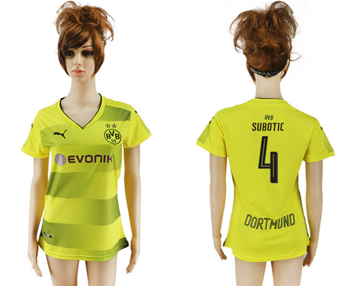 2017 18 Dortmund 4 SUBOTIC Home Women Soccer Jersey