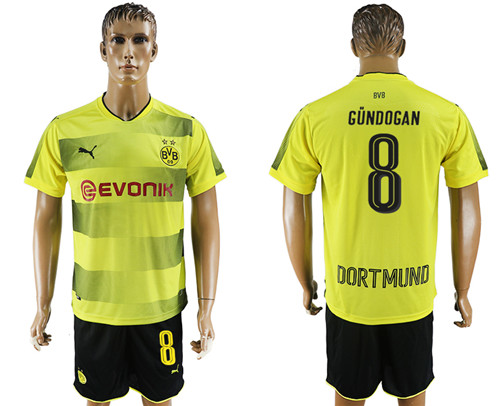 2017 18 Dortmund 8 GUNDOGAN Home Soccer Jersey