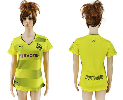 2017 18 Dortmund Home Women Soccer Jersey