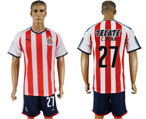 2017 18 Guadalajara 27 C. PENA Home Soccer Jersey