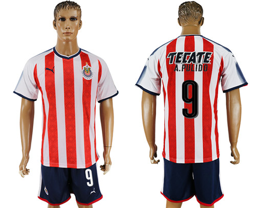 2017 18 Guadalajara 9 A. PULIDO Home Soccer Jersey