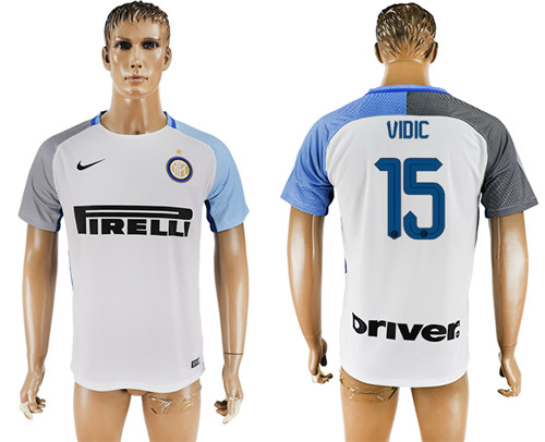 2017 18 Inter Milan 15 VIDIC Away Thailand Soccer Jersey