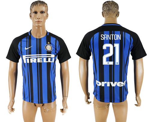 2017 18 Inter Milan 21 SANTON Home Thailand Soccer Jersey