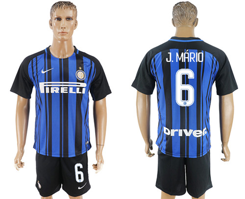 2017 18 Inter Milan 6 J.MARIO Home Soccer Jersey