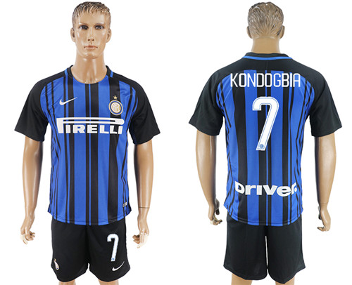 2017 18 Inter Milan 7 KONDOGBIA Home Soccer Jersey