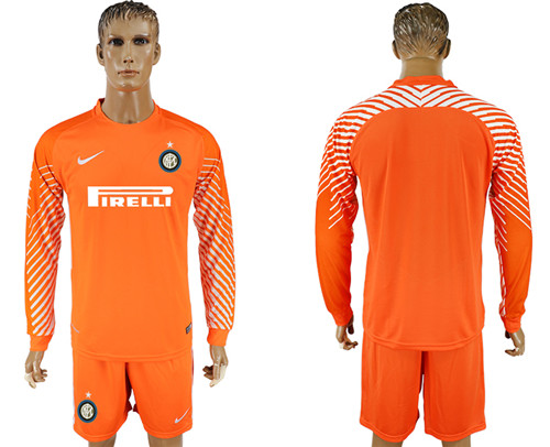 2017 18 Inter Milan Orange Long Sleeve Goalkeeper Soccer Jersey
