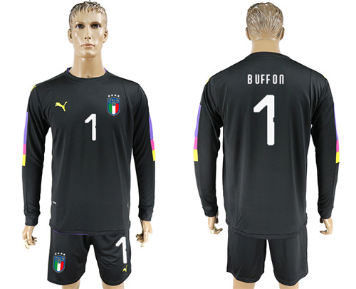 2017 18 Italy 1 BUFFON Black Long Sleeve Goalkeeper Soccer Jersey