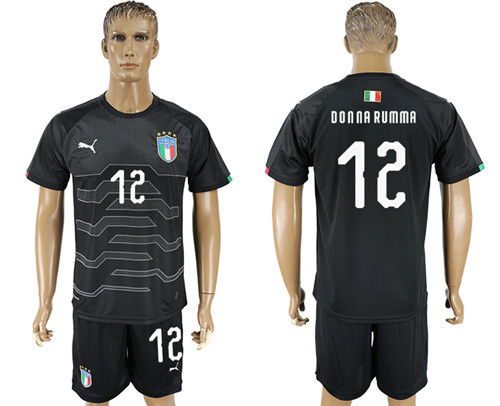 2017 18 Italy 12 DONNA RUMMA Black Goalkeeper Long Sleeve Soccer Jersey
