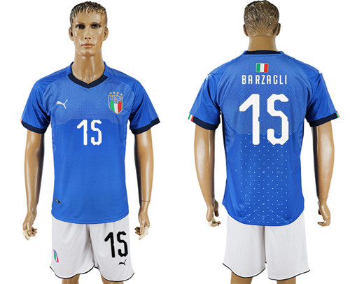 2017 18 Italy 15 BARZAGLI Home Soccer Jersey