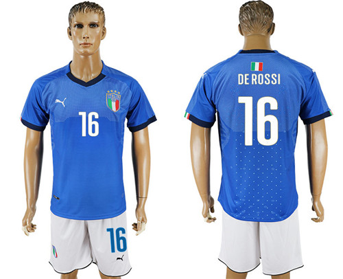 2017 18 Italy 16 DE ROSSI Home Soccer Jersey