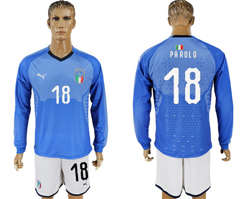 2017 18 Italy 18 PAROLO Home Long Sleeve Soccer Jersey