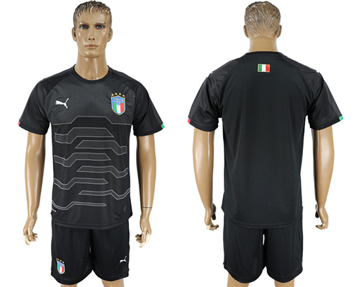 2017 18 Italy Black Goalkeeper Long Sleeve Soccer Jersey