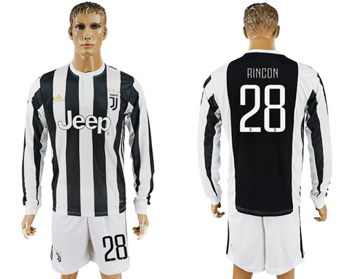 2017 18 Juventus 28 RINCON Home Long Sleeve Soccer Jersey