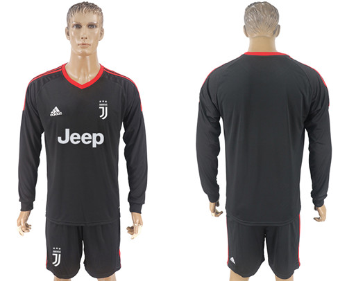 2017 18 Juventus Black Goalkeeper Long Sleeve Soccer Jersey