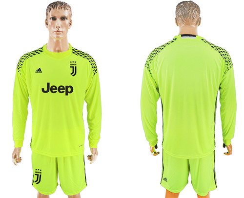 2017 18 Juventus Fluorescent Green Goalkeeper Long Sleeve Soccer Jersey