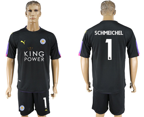 2017 18 Leicester City 1 SCHMEICHEL Black Goalkeeper Soccer Jersey