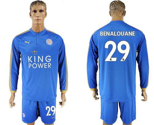 2017 18 Leicester City 29 BENALOUANE Home Long Sleeve Soccer Jersey