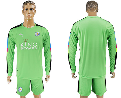 2017 18 Leicester City Green Long Sleeve Goalkeeper Soccer Jersey