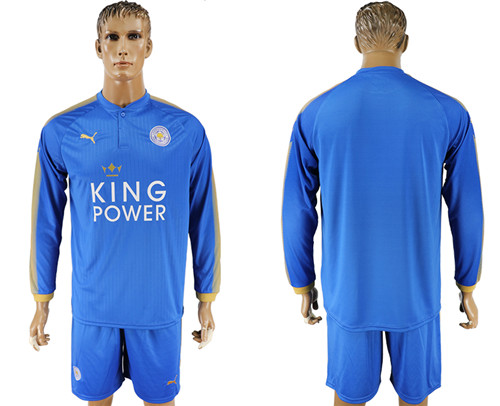 2017 18 Leicester City Home Long Sleeve Soccer Jersey