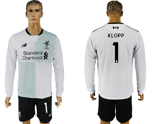 2017 18 Liverpool 1 KLOPP Away Long Sleeve Soccer Jersey