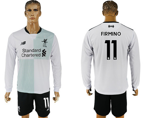 2017 18 Liverpool 11 FIRMINO Away Long Sleeve Soccer Jersey