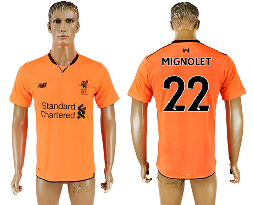 2017 18 Liverpool 22 MIGNOLET Third Away Thailand Soccer Jersey