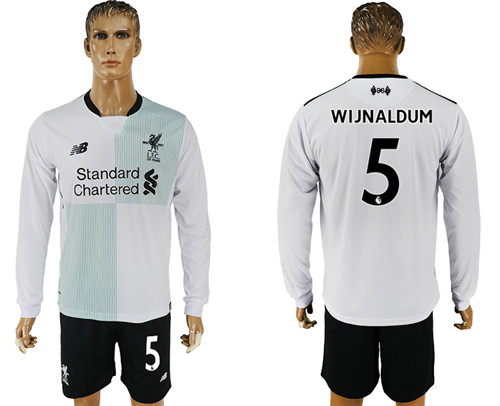 2017 18 Liverpool 5 WIJNALDUM Away Long Sleeve Soccer Jersey