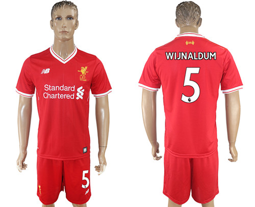 2017 18 Liverpool 5 WIJNALDUM Home Soccer Jersey