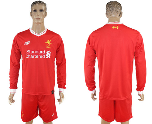 2017 18 Liverpool Home Long Sleeve Soccer Jersey