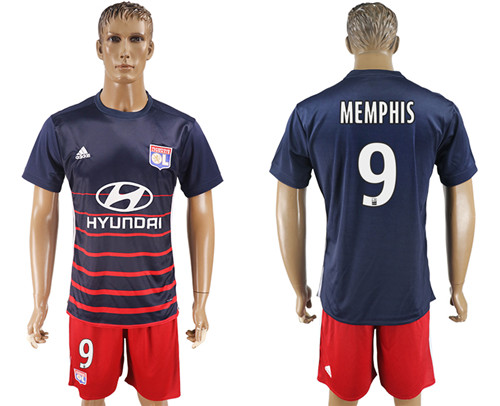 2017 18 Lyon 9 MEMPHIS Away Soccer Jersey