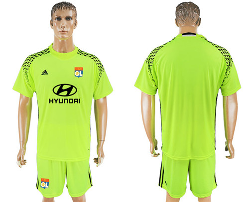 2017 18 Lyon Fluorescent Green Goalkeeper Soccer Jersey