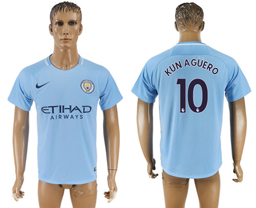 2017 18 Manchester City 10 KUN AGUERO Home Thailand Soccer Jersey