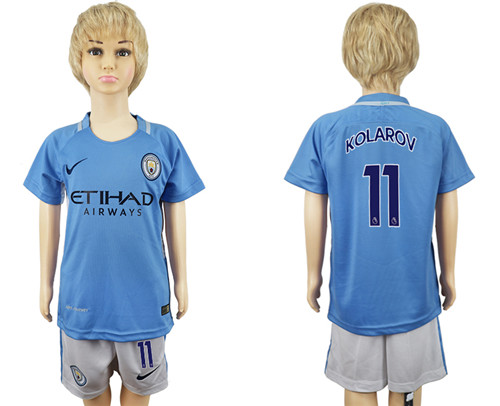 2017 18 Manchester City 11 KOLAROV Youth Soccer Jersey