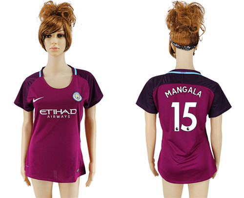 2017 18 Manchester City 15 MANGALA Away Women Soccer Jersey