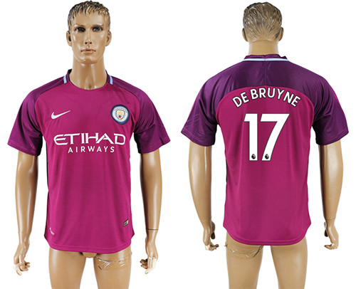 2017 18 Manchester City 17 DE BRUYNE Away Thailand Soccer Jersey