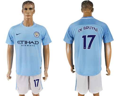 2017 18 Manchester City 17 DE BRUYNE Home Soccer Jersey