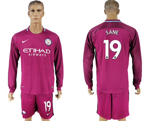 2017 18 Manchester City 19 SANE Away Long Sleeve Soccer Jersey