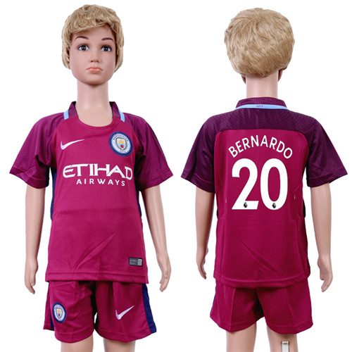 2017 18 Manchester City 20 BERNARDO Away Youth Soccer Jersey