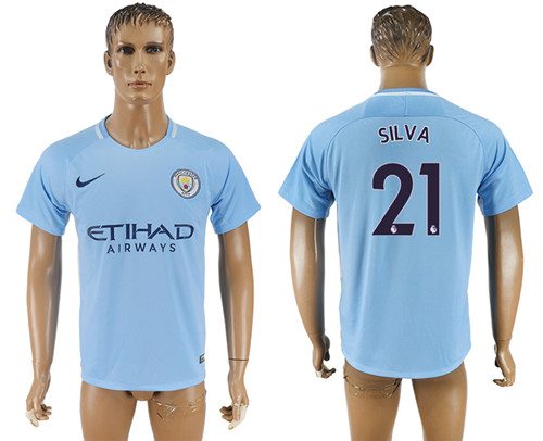 2017 18 Manchester City 21 SILVA Home Thailand Soccer Jersey