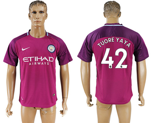 2017 18 Manchester City 42 TUORE YAYA Away Thailand Soccer Jersey