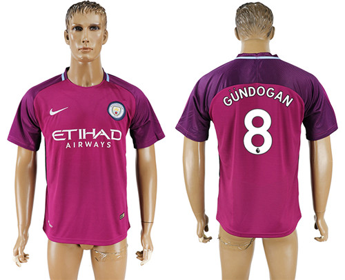 2017 18 Manchester City 8 GUNDOGAN Away Thailand Soccer Jersey