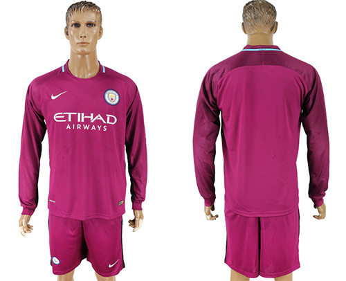 2017 18 Manchester City Away Long Sleeve Soccer Jersey