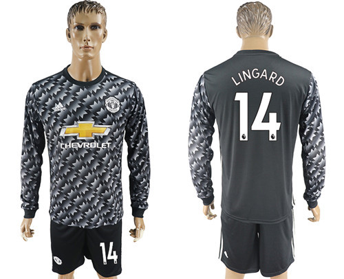 2017 18 Manchester United 14 LINGARD Away Long Sleeve Soccer Jersey