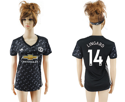 2017 18 Manchester United 14 LINGARD Away Women Soccer Jersey