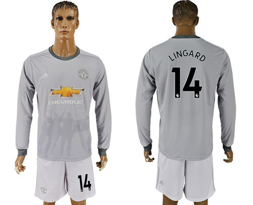 2017 18 Manchester United 14 LINGARD Third Away Long Sleeve Soccer Jersey