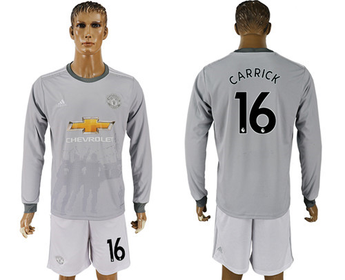 2017 18 Manchester United 16 CARRICK Third Away Long Sleeve Soccer Jersey