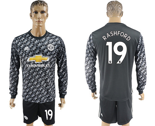 2017 18 Manchester United 19 RASHFORD Away Long Sleeve Soccer Jersey