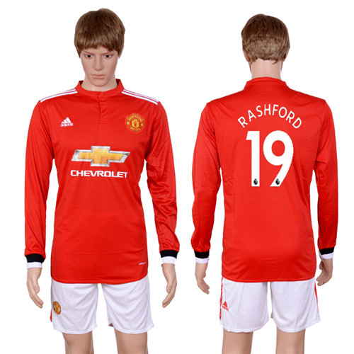 2017 18 Manchester United 19 RASHFORD Home Long Sleeve Soccer Jersey