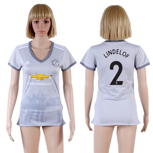 2017 18 Manchester United 2 LINDELOF Third Away Women Soccer Jersey